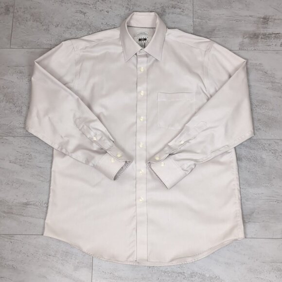Joseph Abboud Non Iron Dress Shirt Cotton Long Sleeve Neutral Beige - Picture 12 of 12